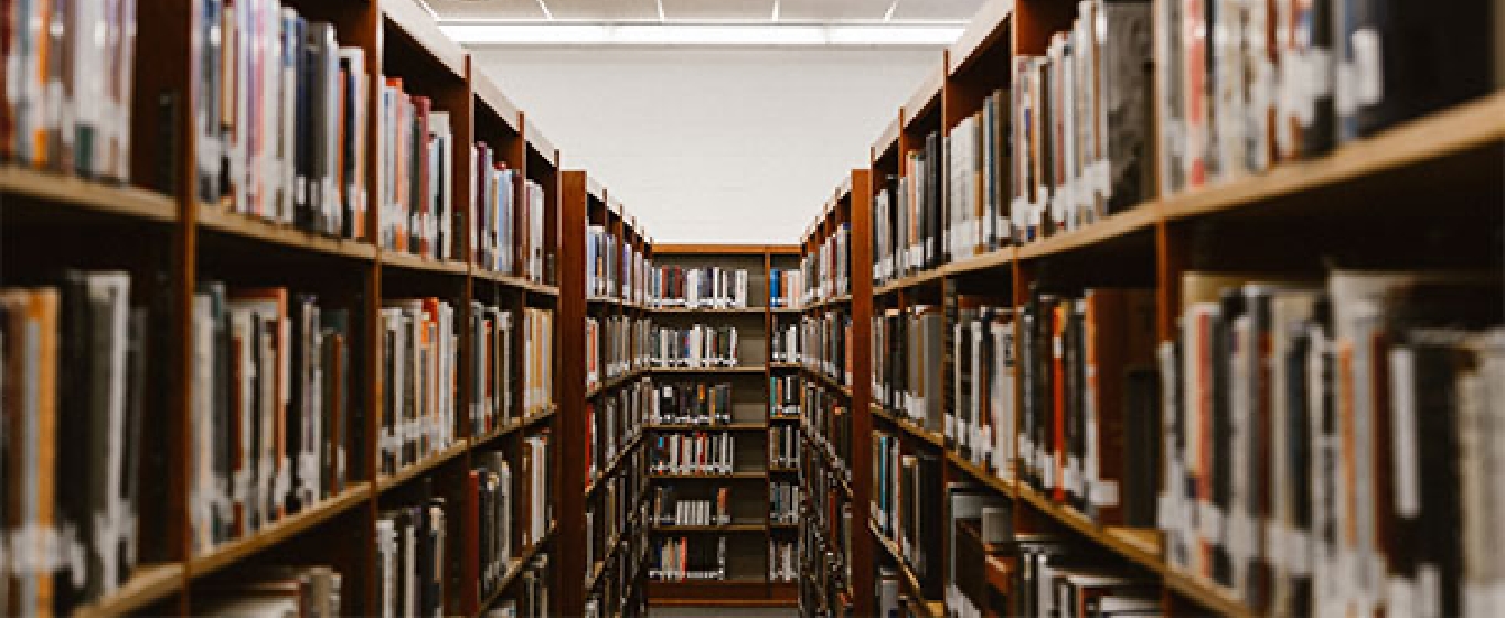 a row of library books